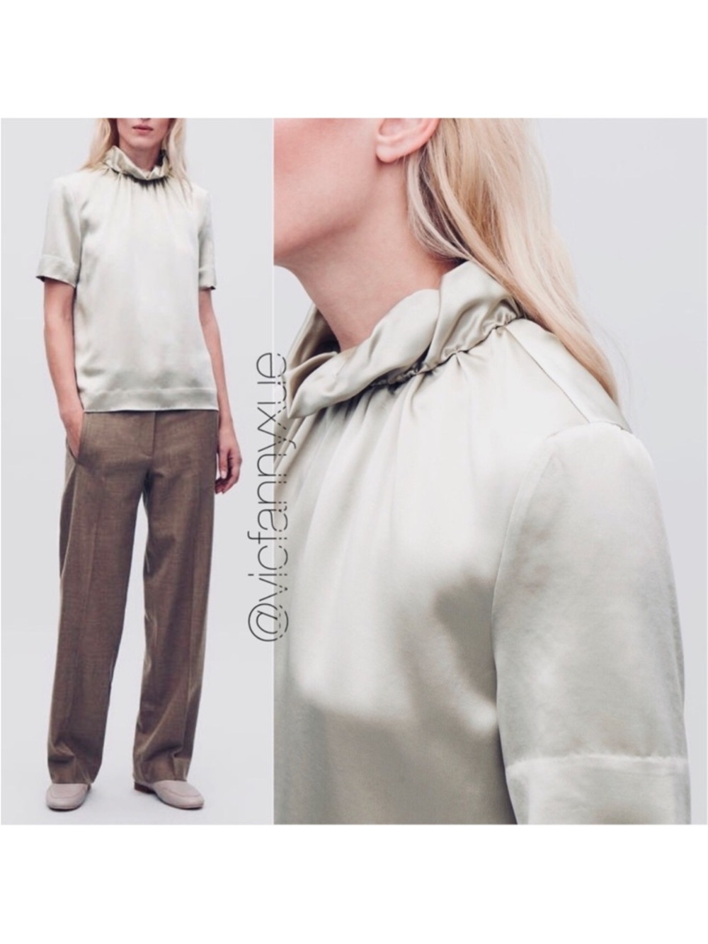 COS gathered neck satin blouse top 2